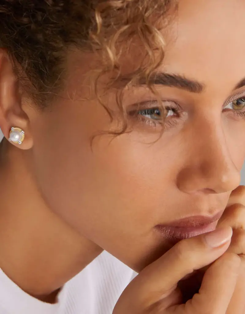 LAGOS Luna Pearl Diamond Stud Earrings