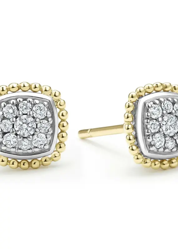 LAGOS Rittenhouse Diamond Two-Tone Caviar Diamond Stud Earring