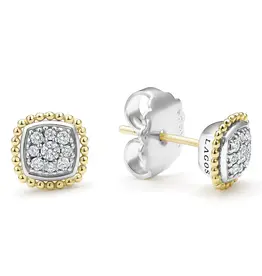 LAGOS Rittenhouse Diamond Two-Tone Caviar Diamond Stud Earring