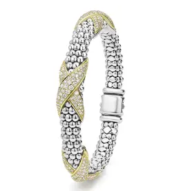 LAGOS Embrace Three Station X Diamond Caviar Bracelet | 9mm