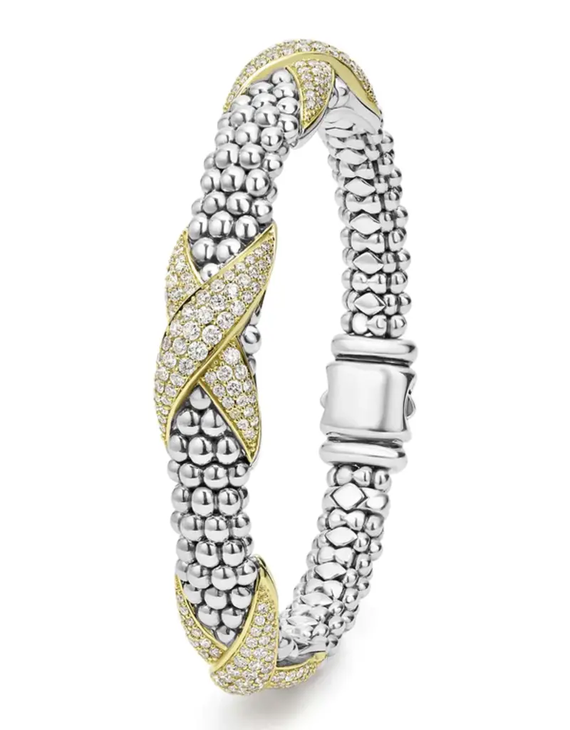 LAGOS Embrace Three Station X Diamond Caviar Bracelet | 9mm