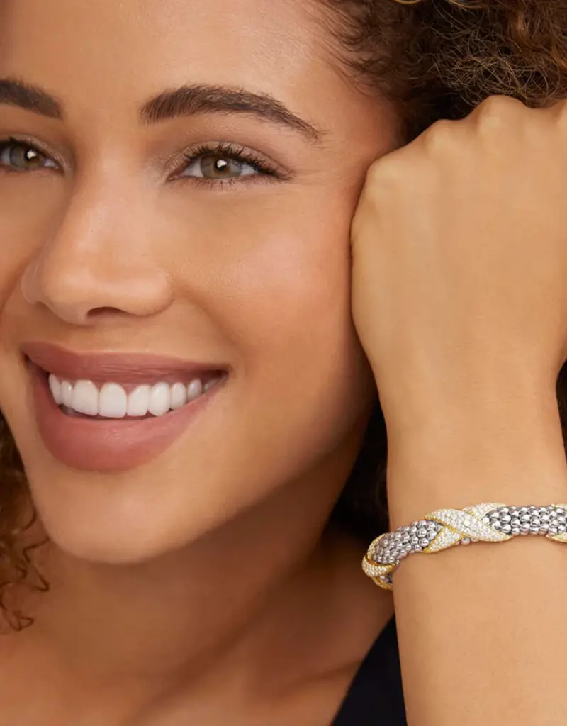 LAGOS Embrace Three Station X Diamond Caviar Bracelet | 9mm
