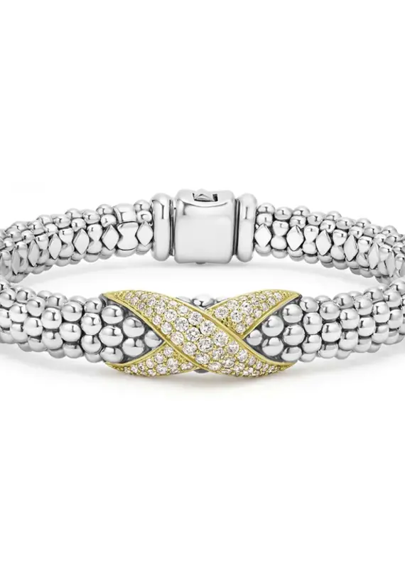 LAGOS Embrace Two-Tone X Diamond Caviar Bracelet | 9mm