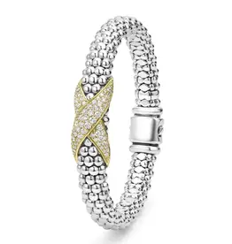 LAGOS Embrace Two-Tone X Diamond Caviar Bracelet | 9mm