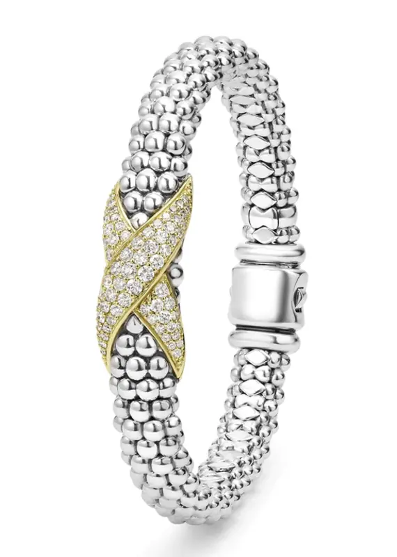 LAGOS Embrace Two-Tone X Diamond Caviar Bracelet | 9mm
