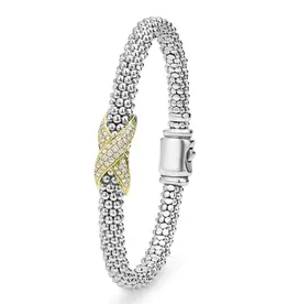 LAGOS Embrace Two-Tone X Diamond Caviar Bracelet | 6mm