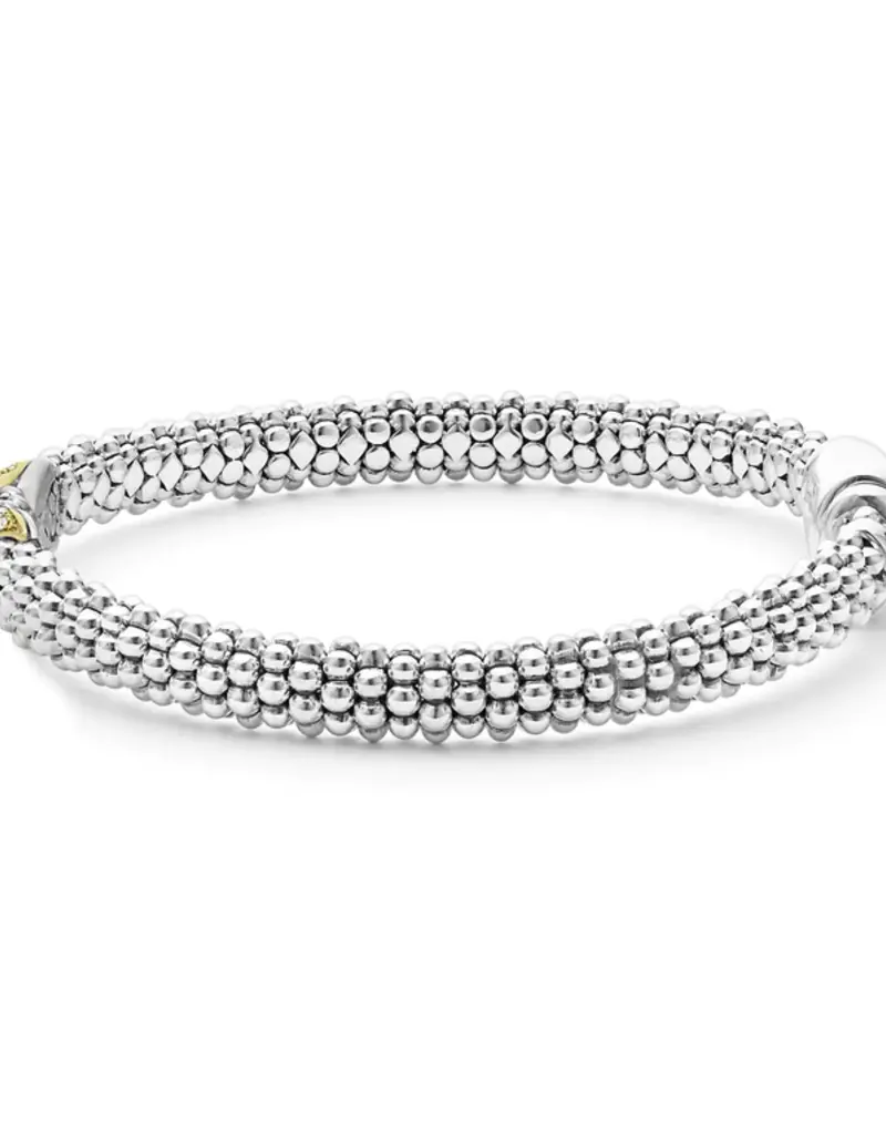 LAGOS Embrace Two-Tone X Diamond Caviar Bracelet | 6mm