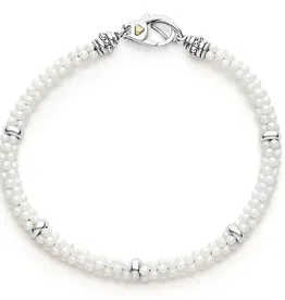 LAGOS White Caviar 5mm Beaded Bracelet w/ Silver Bars