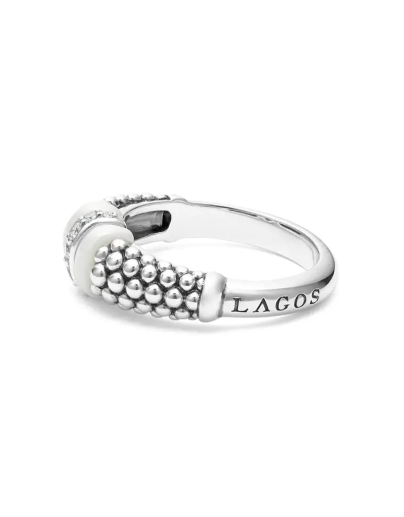 LAGOS White Caviar Ceramic and Caviar Diamond Ring
