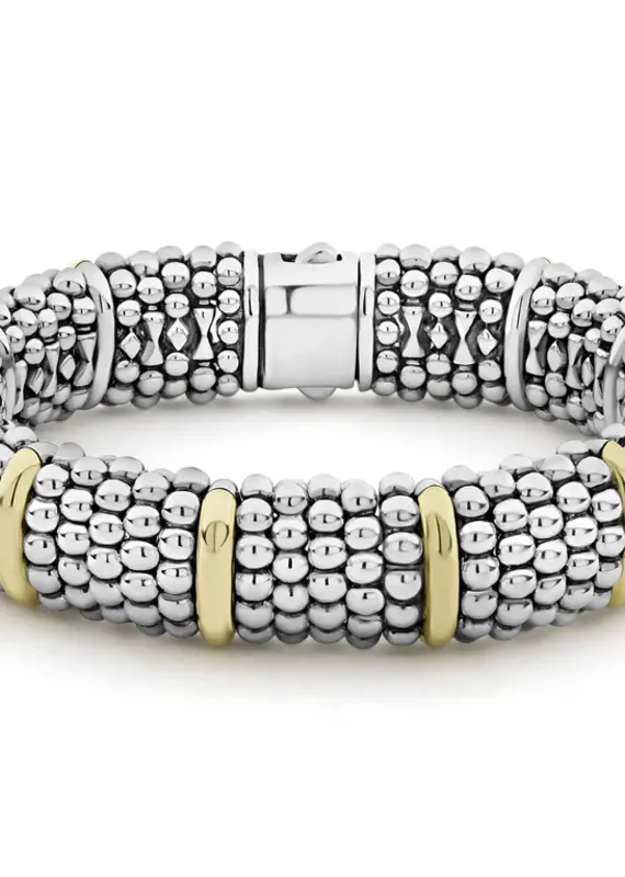 LAGOS Signature Caviar 15mm Beaded Bracelet w/ Gold Bars