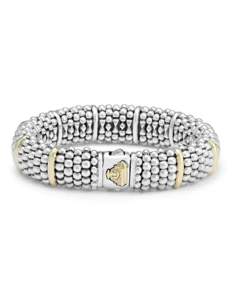 LAGOS Signature Caviar 15mm Beaded Bracelet w/ Gold Bars