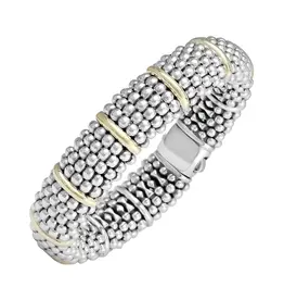LAGOS Signature Caviar 15mm Beaded Bracelet w/ Gold Bars