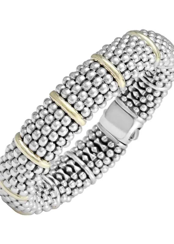 LAGOS Signature Caviar 15mm Beaded Bracelet w/ Gold Bars