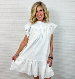 J.HOFFMAN'S Placket Peplum Dress - White