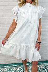 J.HOFFMAN'S Placket Peplum Dress - White