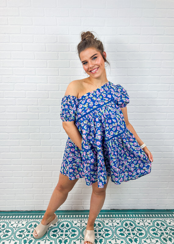 J.HOFFMAN'S Floral One Shoulder Mini Dress