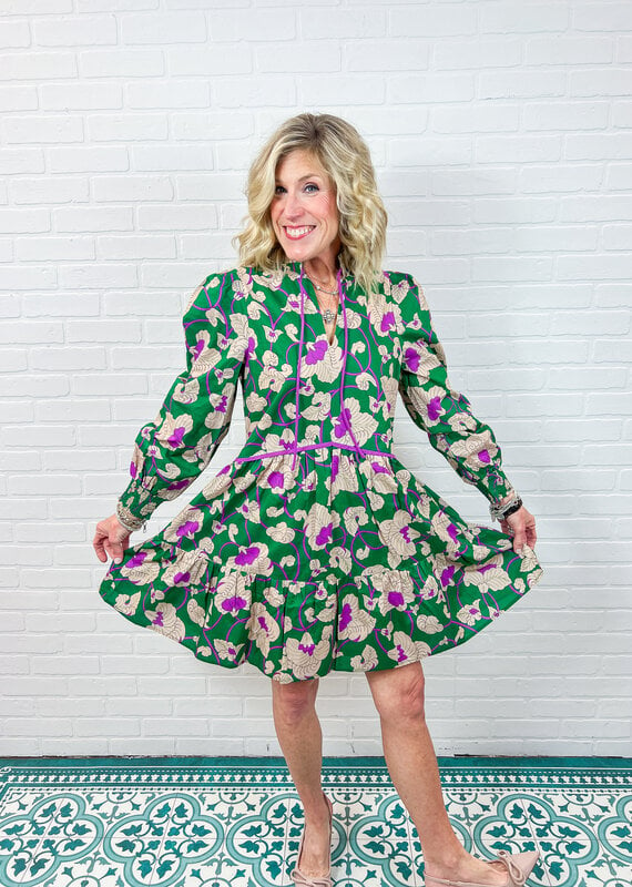 J.HOFFMAN'S Plum Floral Tiered Dress