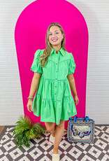 J.HOFFMAN'S Poplin Mini Shirt Dress - Emerald