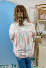 J.HOFFMAN'S Classic Striped Button-up Top - Blush