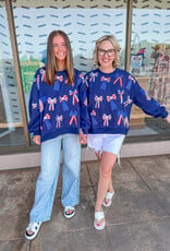 J.HOFFMAN'S Queen of Sparkles Navy Red White & Blue Bow Sweatshirt