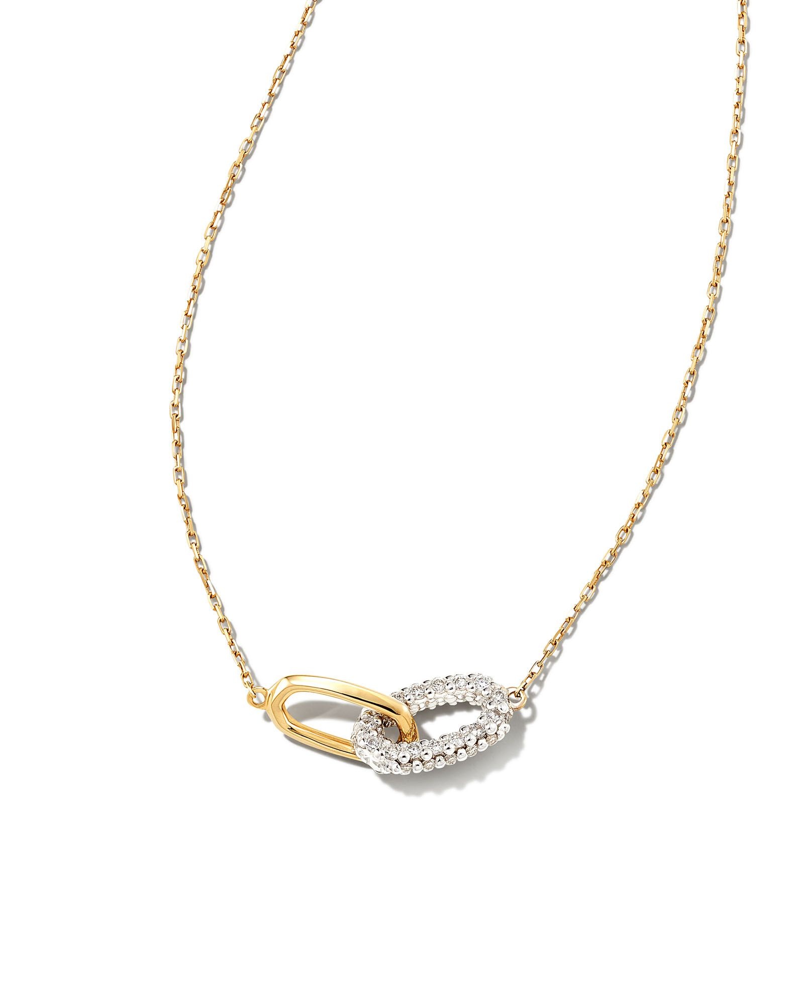 Elisa Interlocking Pendant Necklace in White Diamond - j.hoffman's