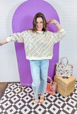 J.HOFFMAN'S Queen of Sparkles Rainbow Stripe Sweatshirt