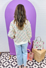 J.HOFFMAN'S Queen of Sparkles Rainbow Stripe Sweatshirt