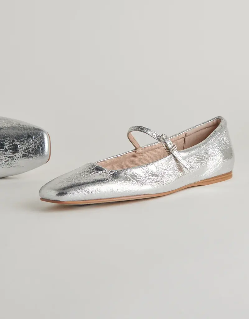 J.HOFFMAN'S Reyes Flat - Silver Distressed Leather