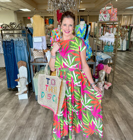 J.HOFFMAN'S Tropical Print Linen Top & Skirt