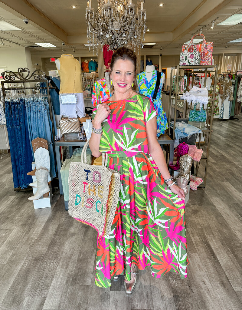 J.HOFFMAN'S Tropical Print Linen Top & Skirt