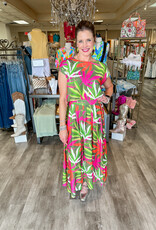 J.HOFFMAN'S Tropical Print Linen Top & Skirt