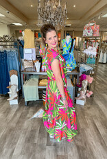 J.HOFFMAN'S Tropical Print Linen Top & Skirt