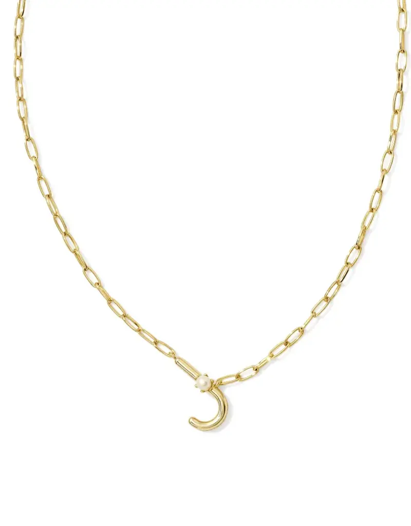 KENDRA SCOTT Pearl Letter Pendant Necklace