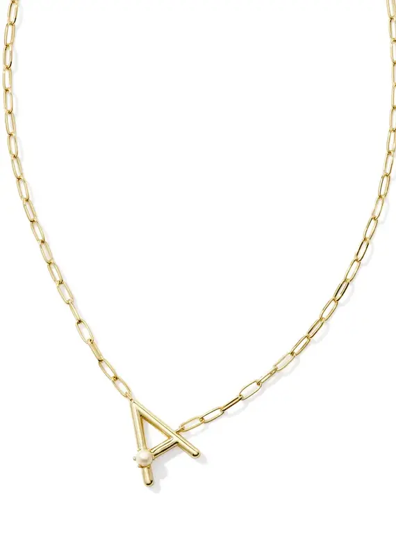 KENDRA SCOTT Pearl Letter Pendant Necklace