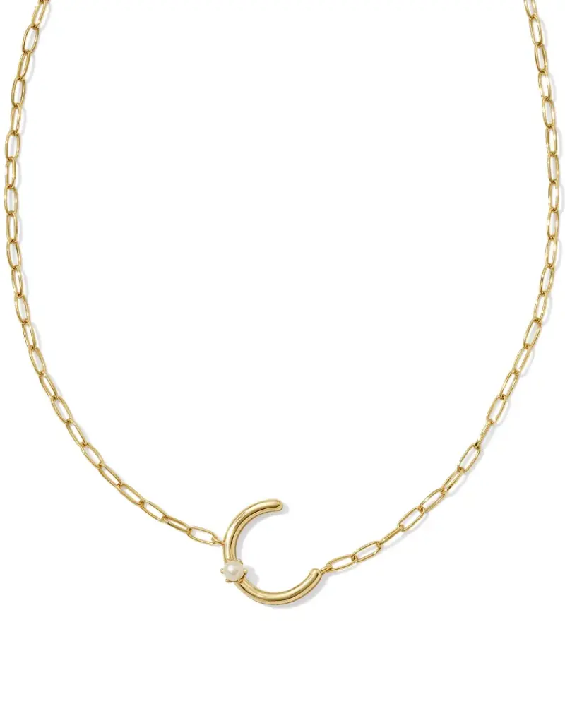 KENDRA SCOTT Pearl Letter Pendant Necklace