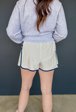 J.HOFFMAN'S Side Pleated Shorts - White & Navy Blue