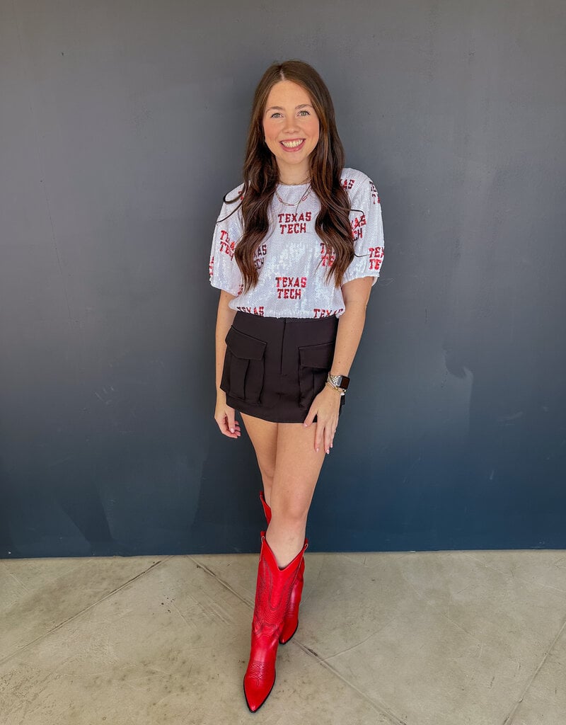 J.HOFFMAN'S Texas Tech Sequin Repeater Top