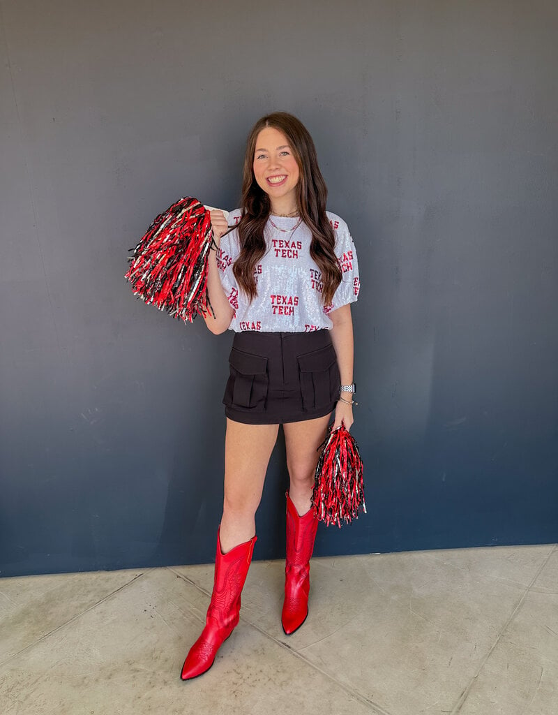 J.HOFFMAN'S Texas Tech Sequin Repeater Top