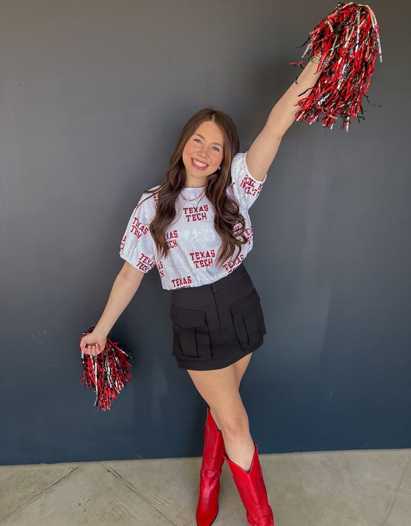 J.HOFFMAN'S Texas Tech Sequin Repeater Top