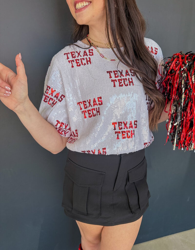 J.HOFFMAN'S Texas Tech Sequin Repeater Top