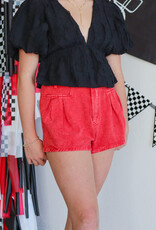 J.HOFFMAN'S Double Pleat Fit & Flare Denim Shorts