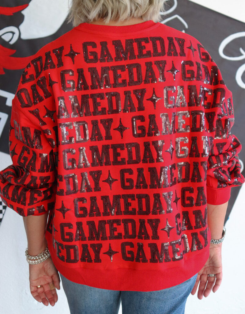 J.HOFFMAN'S Queen of Sparkles Game Day All Over Sweatshirt