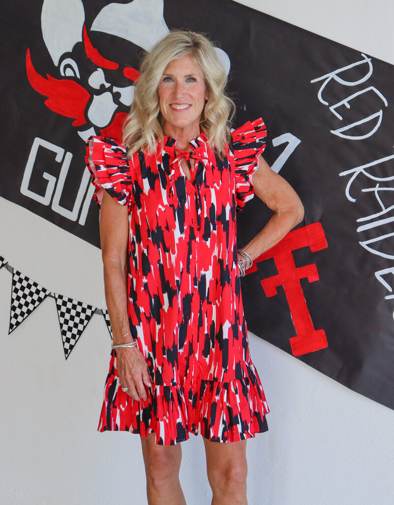 J.HOFFMAN'S Abby Tailgate Time Dress - Red/Blk