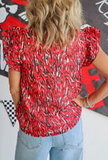 J.HOFFMAN'S Marley Tiger Tail Top - Red/Blk