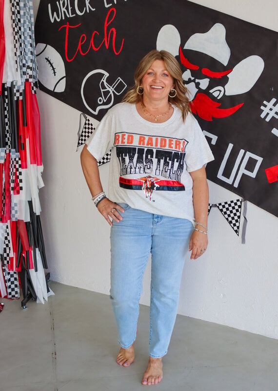 J.HOFFMAN'S Queen of Sparkles Red Raider Texas Tech Vintage Tee