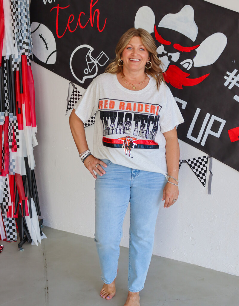 J.HOFFMAN'S Queen of Sparkles Red Raider Texas Tech Vintage Tee