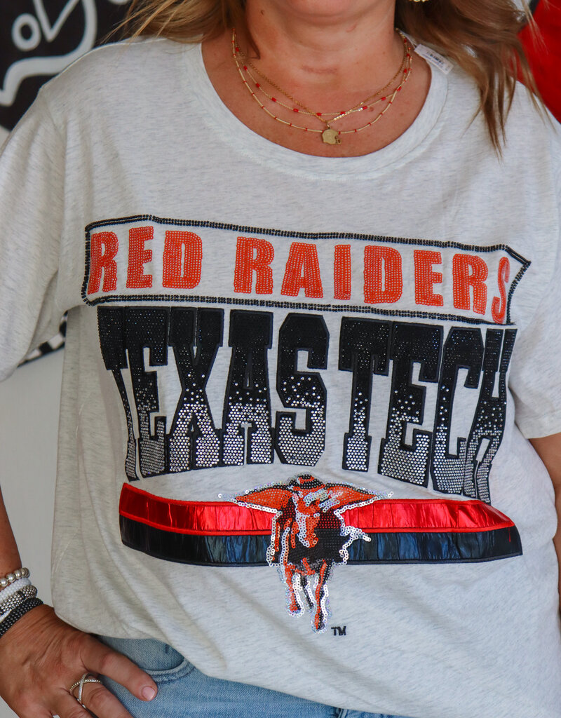 J.HOFFMAN'S Queen of Sparkles Red Raider Texas Tech Vintage Tee