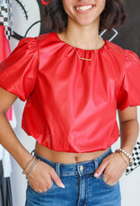 J.HOFFMAN'S Cropped Bubble Sleeve & Hem Top