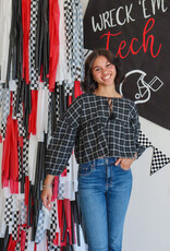 J.HOFFMAN'S Bow Front Plaid Top