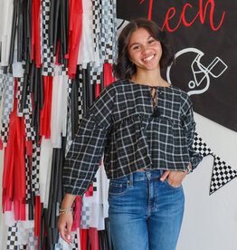 J.HOFFMAN'S Bow Front Plaid Top